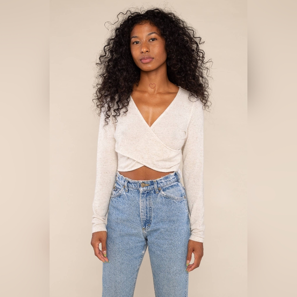 nlt LA Kara Long Sleeve Faux Wrap Crop Top (New With Tags)
